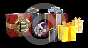 Christmas gift boxes with ribbon