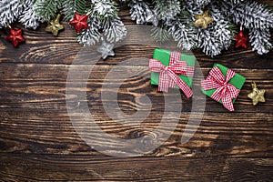 Christmas gift boxes and tree