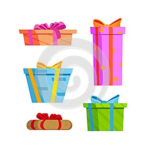 Christmas gift boxes. Vector cartoon illustration