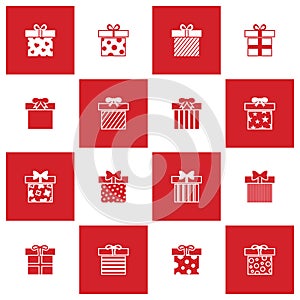 Christmas gift boxes vector icons set