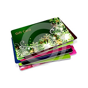 Christmas gift cards over white