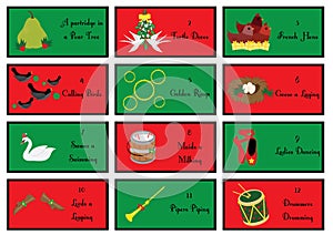 12 Christmas gift cards with the twelve days of Christmas photo