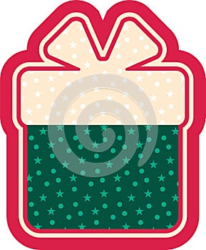 Christmas gift. Christmas sticker vector illustration. Label with snow pattern