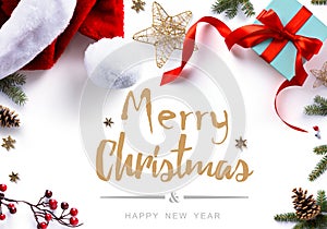 Christmas gift, decorations and holidays sweet on white background