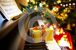 Christmas gift on piano