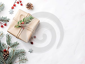 a christmas gift on plan white background photo