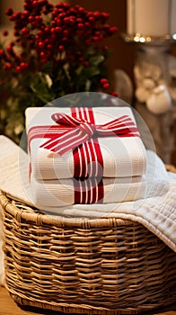 Christmas gift set, blanket, towel and home decor textiles as holiday present for English countryside cottage
