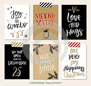 Christmas gift tags and cards with calligraphy.