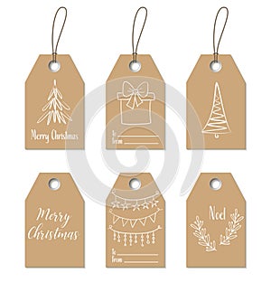 Christmas gift tags. Hand drawn craft labels