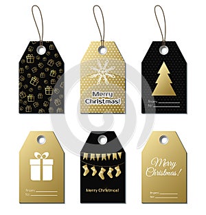 Christmas gift tags. Vector gold labels