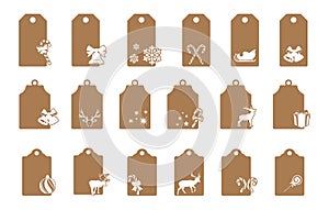 Christmas Gift Tags Vector, Christmas Gift Label Vector, Christmas Gift Tags Silhouette, Holiday Gift Tag Vector