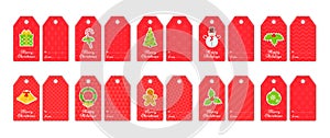 Christmas gift tags. Xmas and New Year cards for presents. Vector illustration