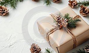 a christmas giftbox in gainful style, plain white background