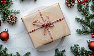 a christmas giftbox in gainful style, plain white background