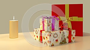 Christmas gifts, Candle and gift box