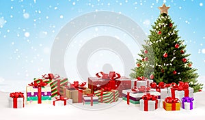 Christmas gifts festive packages 3d-illustration