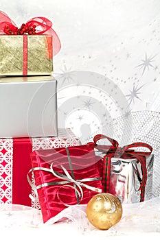 Christmas gifts with holiday ornaments