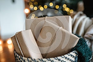 Christmas gifts in Kraft paper