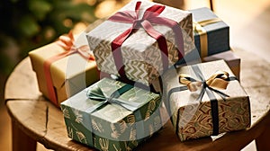 Christmas gifts and presents, country cottage rustic style gift boxes for holiday, boxing day and holidays shopping