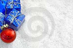 Christmas gifts in the snow