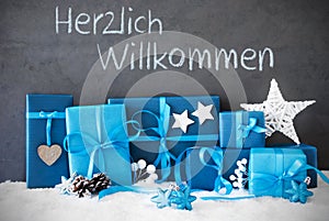 Christmas Gifts, Snow, Herzlich Willkommen Means Welcome