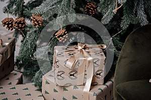 Christmas gifts under the GREEN  Christmas tree