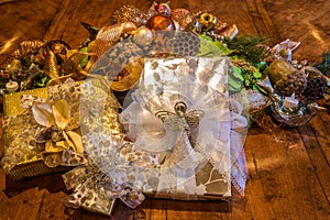 Christmas Gifts wrapped in an elegant setting