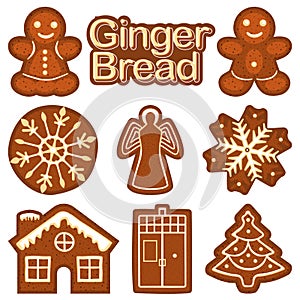 Christmas ginger bread cookie colorful bright set.