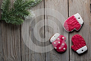 Christmas ginger bread cookies old timber table background for graphic and web design, Modern simple internet concept. Trendy for