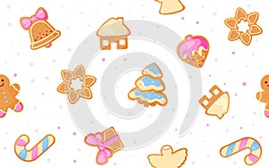 Christmas ginger cookie seamless pattern cute flat