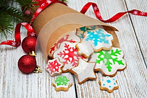 Christmas ginger and honey colorful cookies