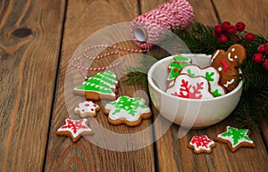 Christmas ginger and honey colorful cookies