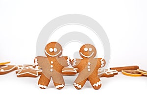 Christmas Ginger and Honey cookies on isolated white