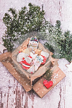 Christmas gingerbread in a box and holiday gift
