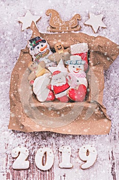 Christmas gingerbread in a box and holiday gift