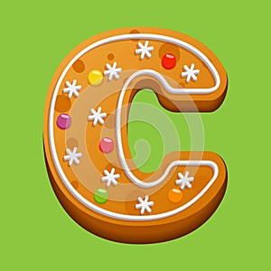 Christmas gingerbread cookie. Gingerbread letter C