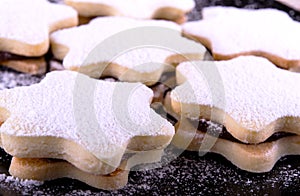 Christmas gingerbread cookie on grungy wood