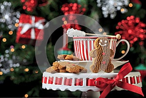 Christmas Gingerbread Cookie with Hot Drink