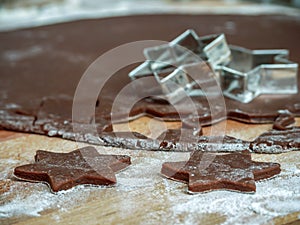 Christmas gingerbread cookie preparation