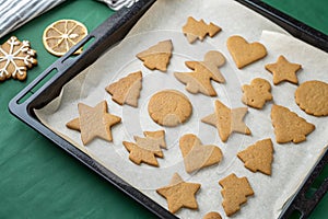 Christmas gingerbread cookies baking photo