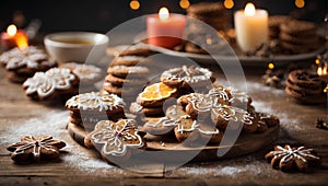 Christmas gingerbread cookies and decorations