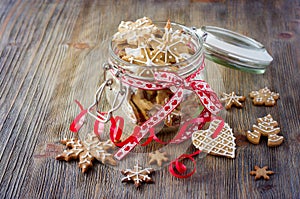 Christmas gingerbread cookies, festive rustic table decoration