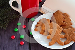 Christmas gingerbread cookies, hot chocolate