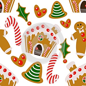 Christmas gingerbread cookies seamless digital pattern