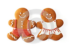 Christmas gingerbread couple cookies