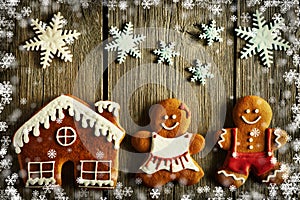 Christmas gingerbread couple and house cookies