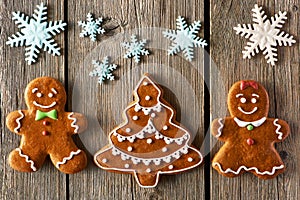 Christmas gingerbread couple and tree cookies