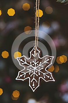 Christmas gingerbread decoration on a tree