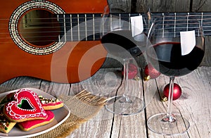 Christmas gingerbread guitar and Wine romantic new year