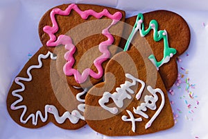 Christmas gingerbread heart cookies.